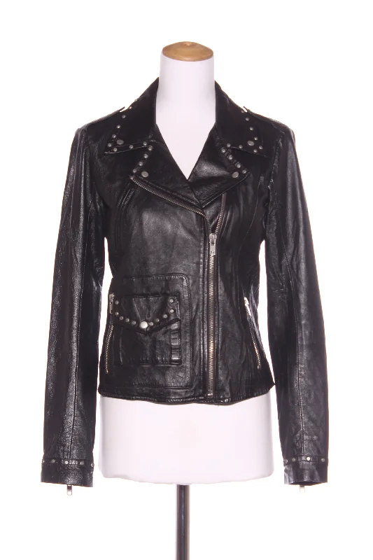 MANGO - Studded leather jacket! 8-10