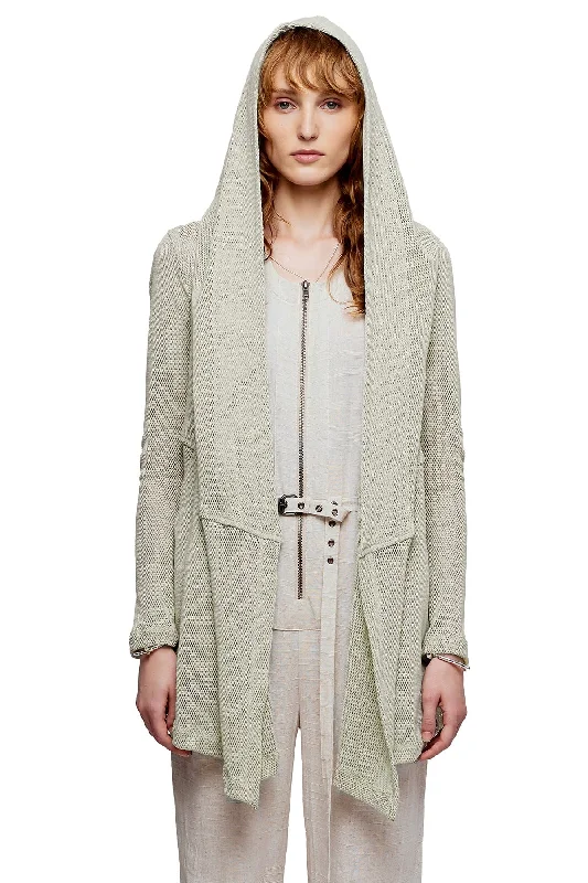 MESH DRAPED HOODIE IN BONE