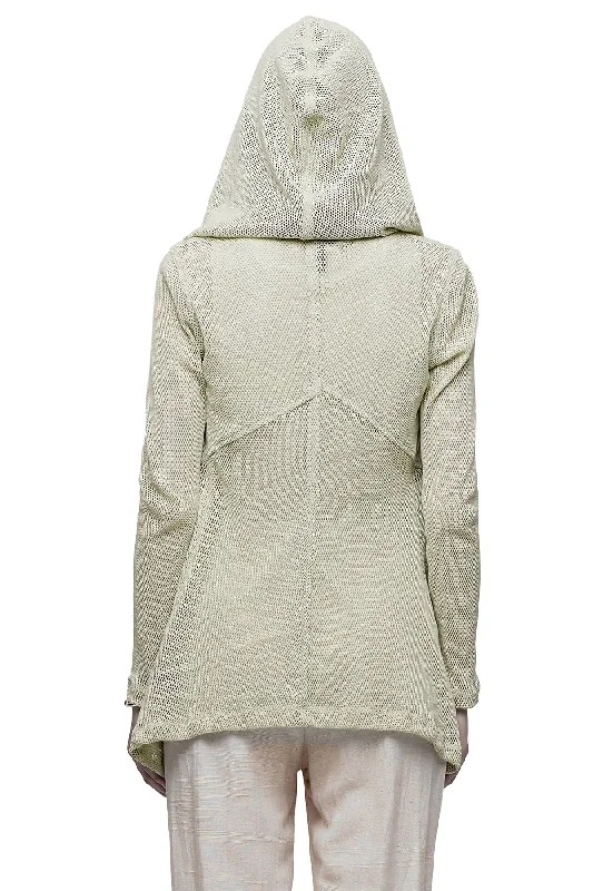 MESH DRAPED HOODIE IN BONE