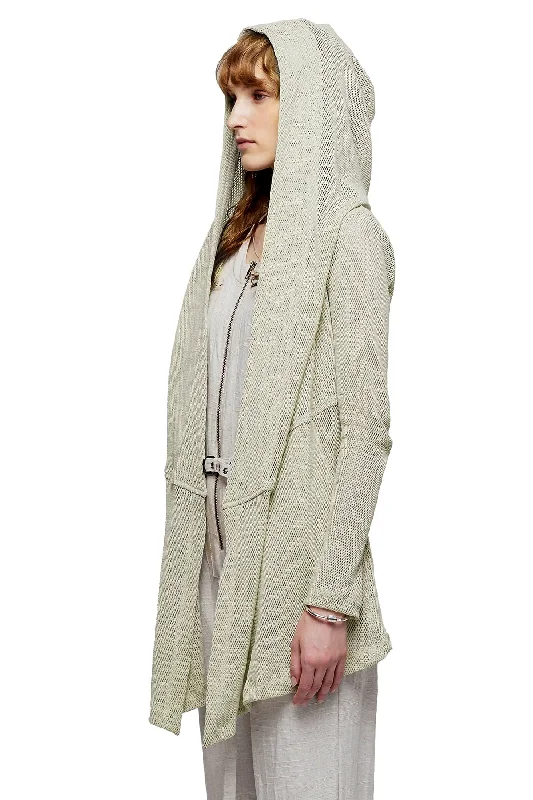 MESH DRAPED HOODIE IN BONE