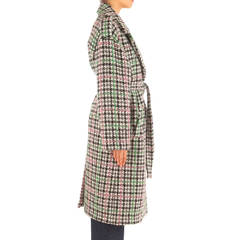 Women's Boucle' Check Pied De Poule Coat Grey