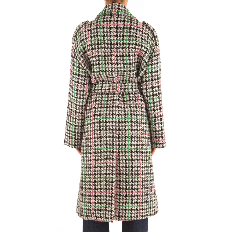 Women's Boucle' Check Pied De Poule Coat Grey