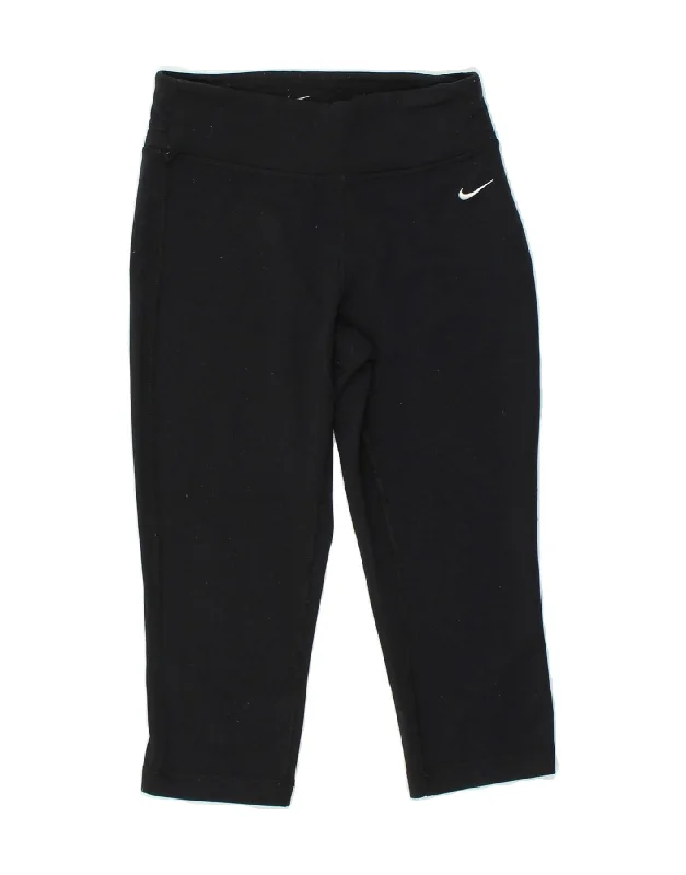 NIKE Womens Dri Fit Capri Leggings UK 6 XS Black Nylon