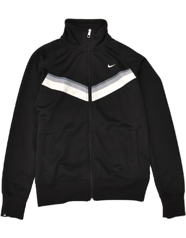 NIKE Womens Tracksuit Top Jacket Large Black Colourblock Polyester