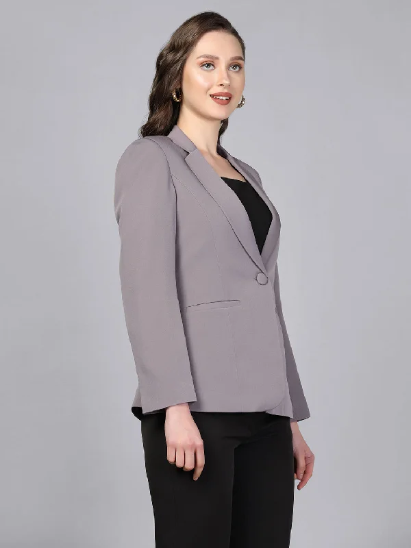 Notch Collar Stretch blazer- Grey