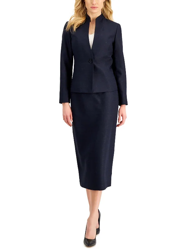 Petites Womens Office Wear Business Skirt Suit