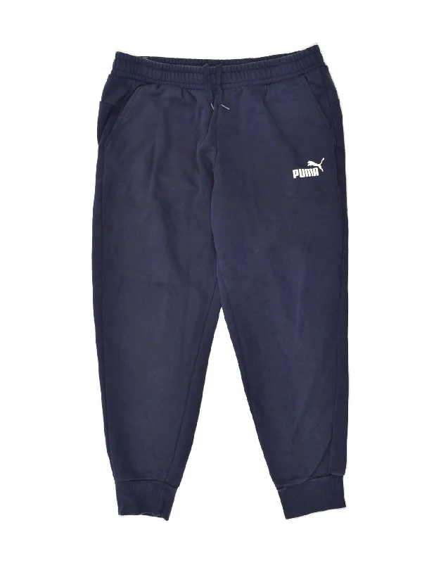 PUMA Womens Tracksuit Trousers Joggers UK 18 XL Navy Blue Cotton