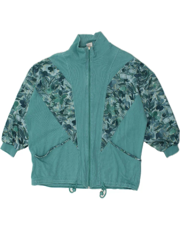 SCHNEIDERS Womens Tracksuit Top Jacket UK 20 2XL Blue Floral Polyamide