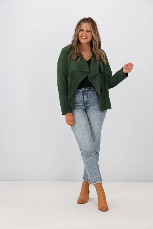 Shine On Label Thiago Sueded Waterfall Jacket Green