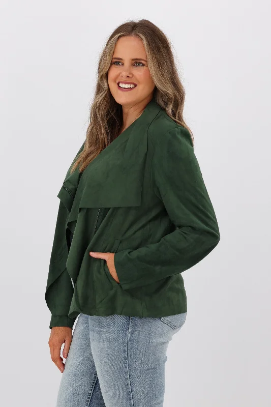 Shine On Label Thiago Sueded Waterfall Jacket Green