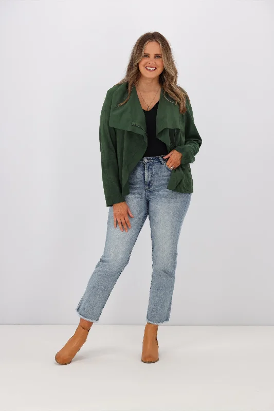 Shine On Label Thiago Sueded Waterfall Jacket Green