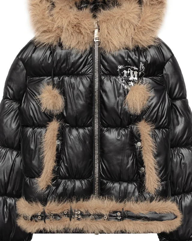 Slim Furry Puffer Jacket