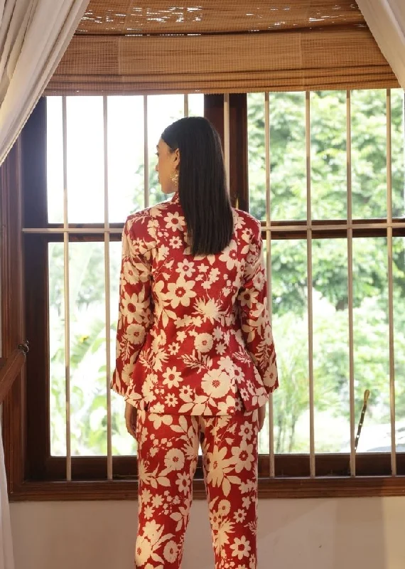 Stella Blazer- Oasis Red Print