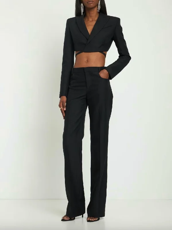 Tech Grain De Poudre Cropped Blazer In Black