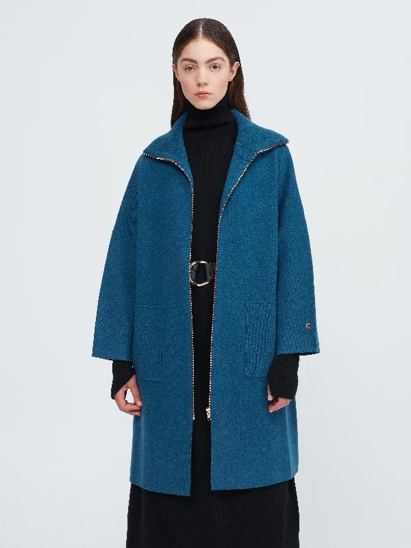 The Movers Cashmere Coat - Island Blue