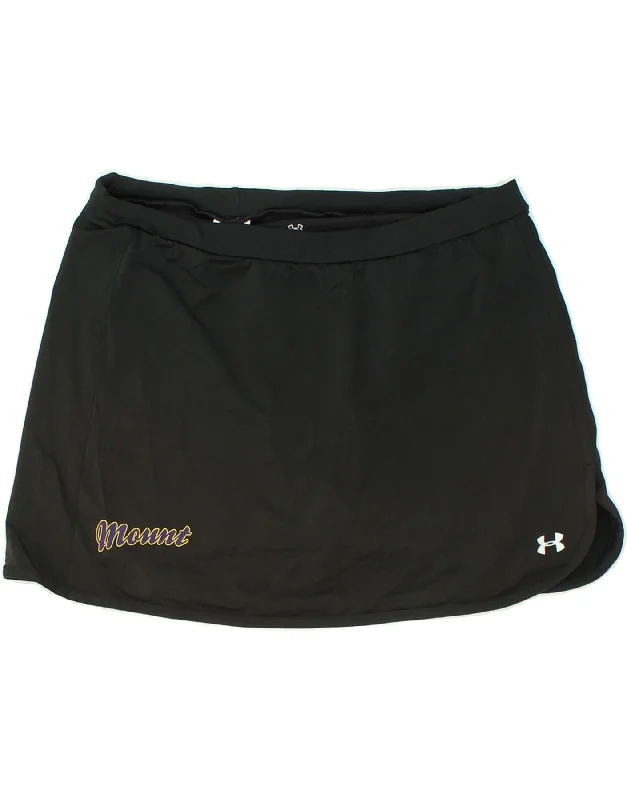 UNDER ARMOUR Womens Heat Gear Graphic Skort UK 16 Medium Black Polyester