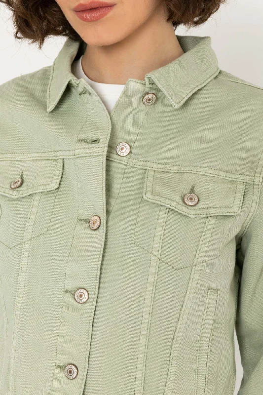 Valence Green Denim Jacket