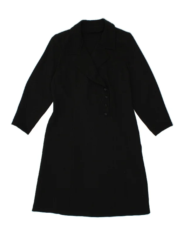 VINTAGE Womens Overcoat UK 14 Large Black