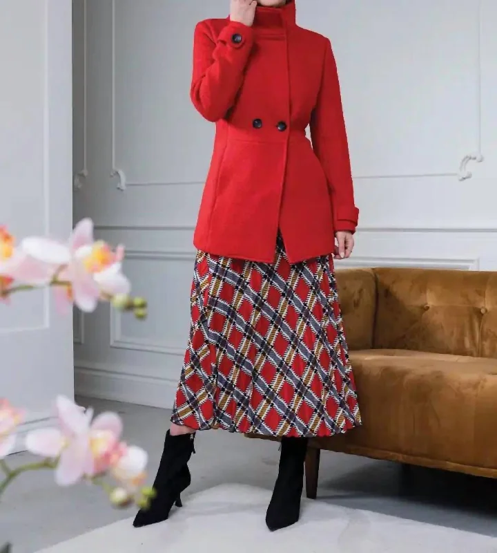 Women's Car Coat In Red