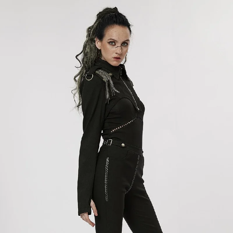 Women's Punk Turn-down Collar Chain Jacket