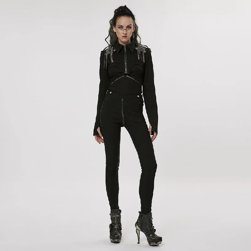 Women's Punk Turn-down Collar Chain Jacket