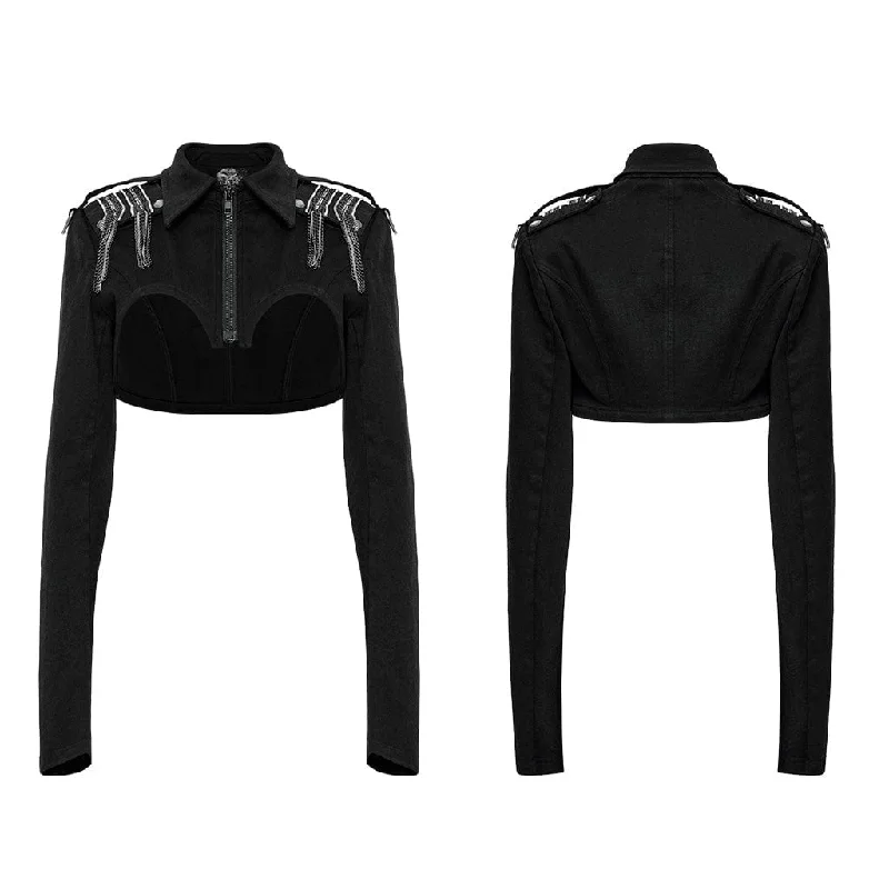 Women's Punk Turn-down Collar Chain Jacket