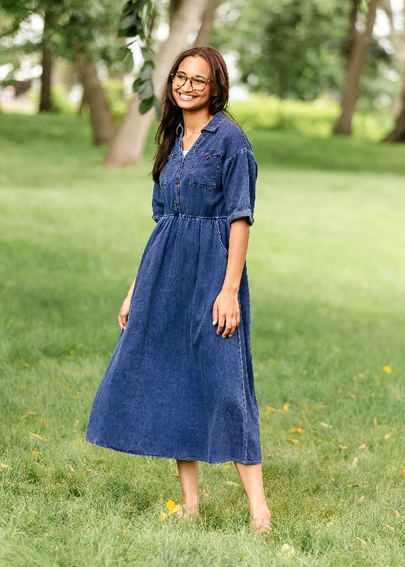 Aspen Denim Button Up Maxi Dress