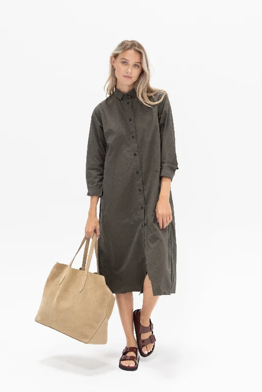 Shirt Dress, Kaki