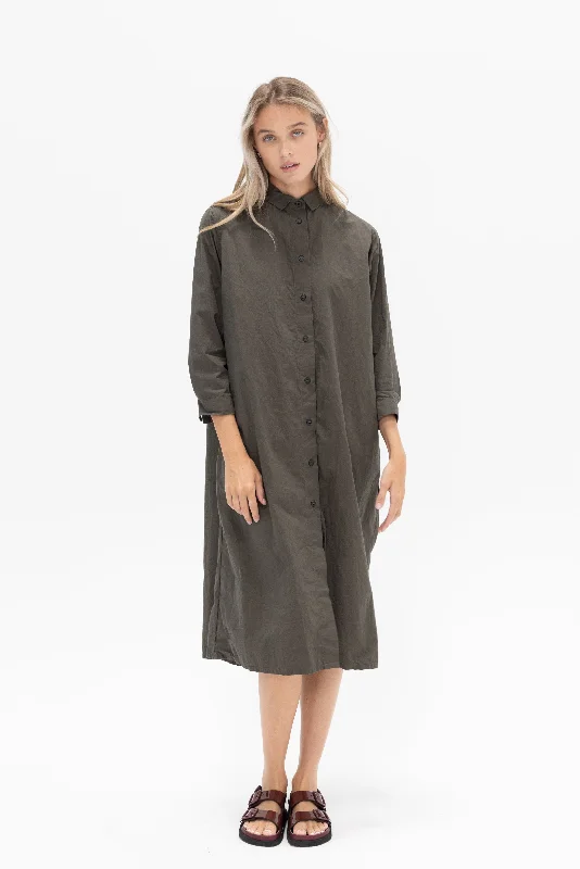 Shirt Dress, Kaki