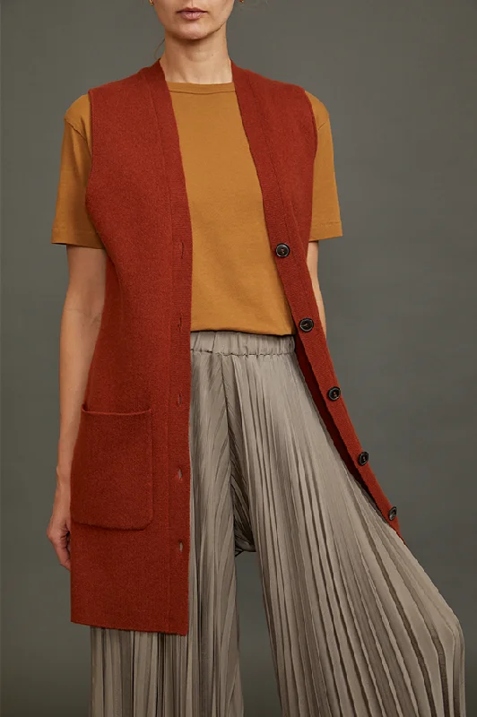 Cardigan with Detachable Cape in Rust