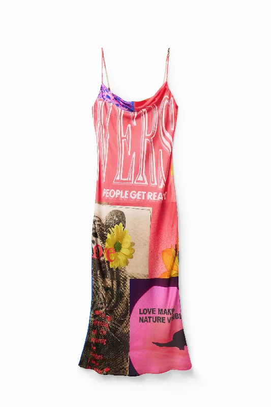 Desigual collage lingerie midi dress