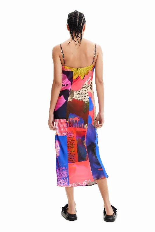 Desigual collage lingerie midi dress