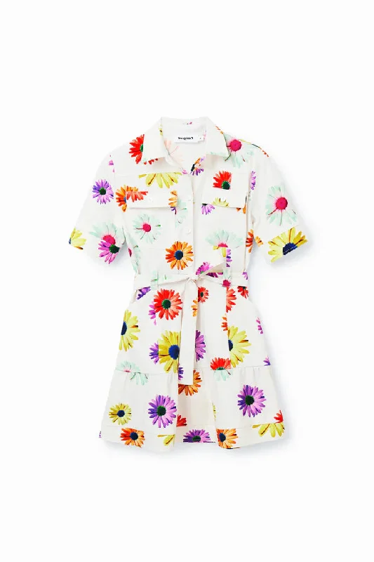 Desigual white sunflower shirt dress