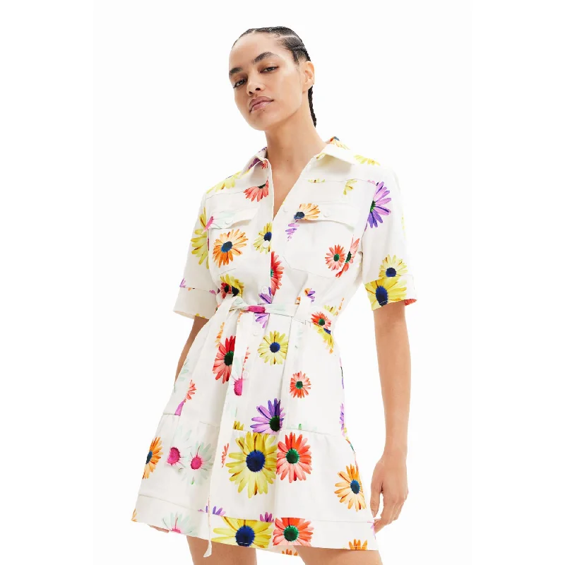 Desigual white sunflower shirt dress