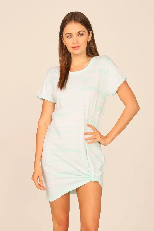 Mint Tie Dye V-Back Tee Shirt Dress