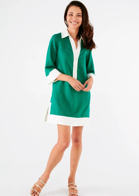 Piper Caftan Kelly Green White Linen