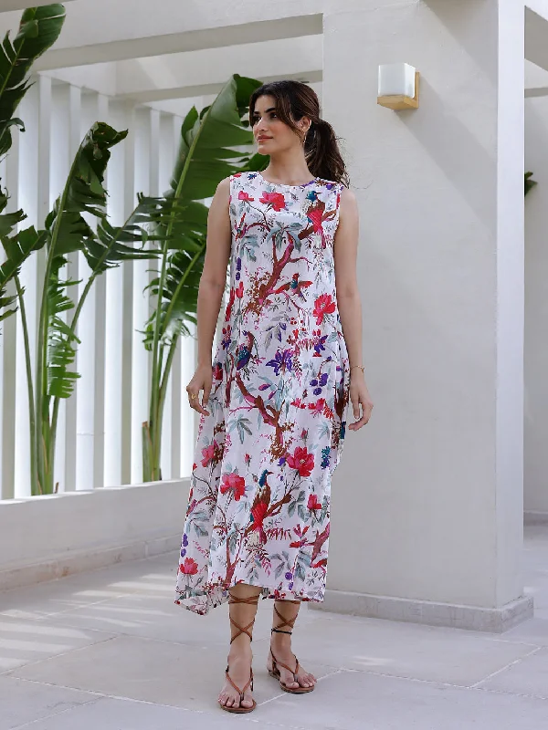 Floral Print A-Line Midi Dress