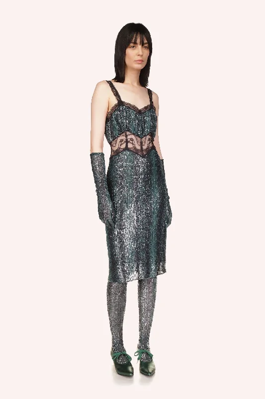 Snakeskin Sequin & Lace Midi Dress