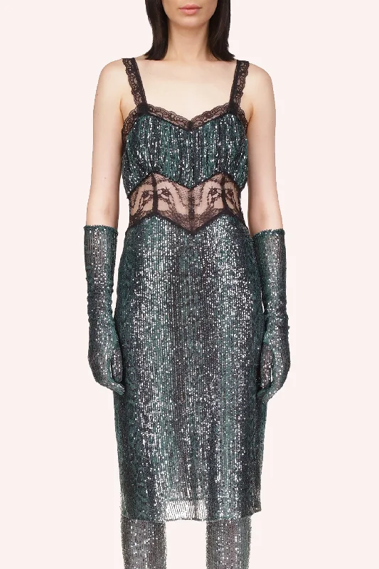 Snakeskin Sequin & Lace Midi Dress