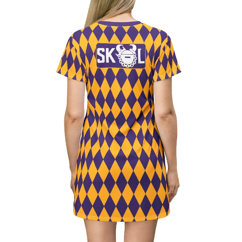 T-Shirt Dress - Purple/Gold Diamonds - The Original