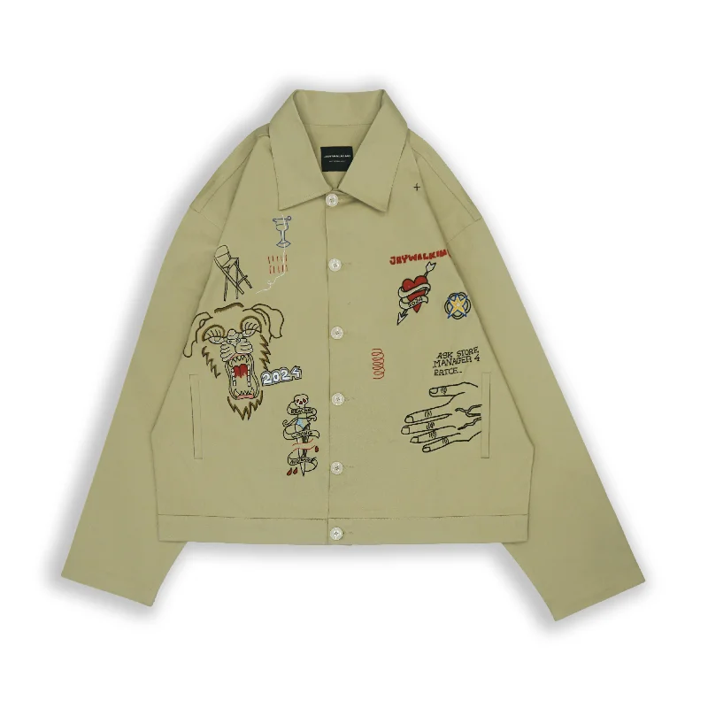 DOODLE EMBROIDERED KHAKI JACKET LTD. ED.