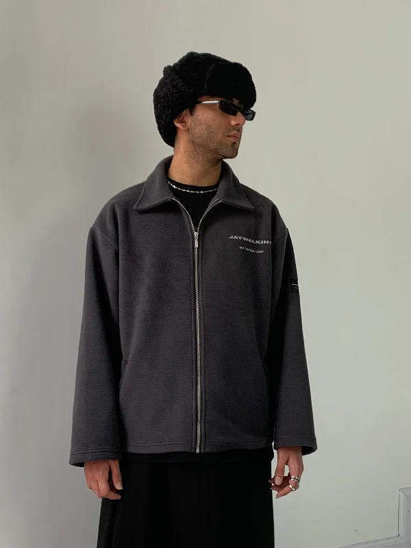 GREY FLEECE ZIPPER JACKET [UNISEX]