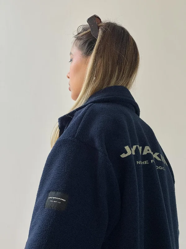 NAVY BLUE FLEECE ZIPPER JACKET [UNISEX]