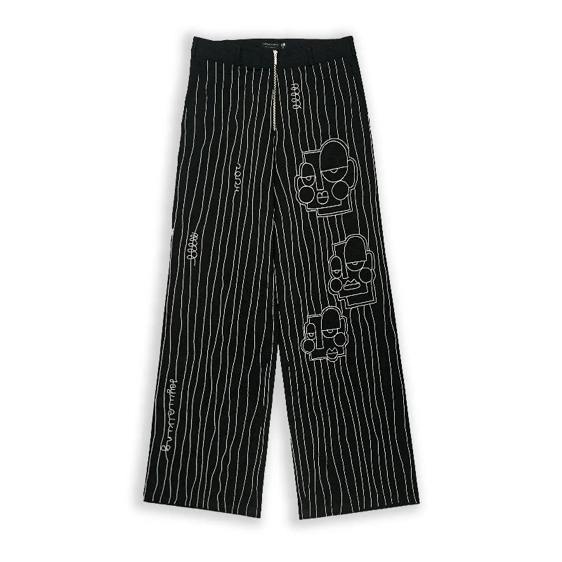 PINSTRIPE EMBROIDERED DENIM PANTS LTD. ED.