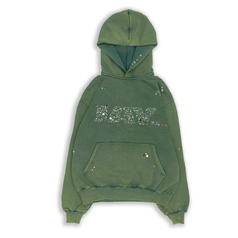 STUD HOODIE IN WASHED GREEN [UNISEX]