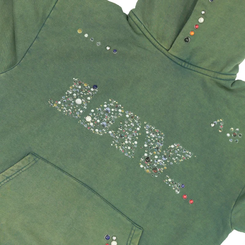 STUD HOODIE IN WASHED GREEN [UNISEX]