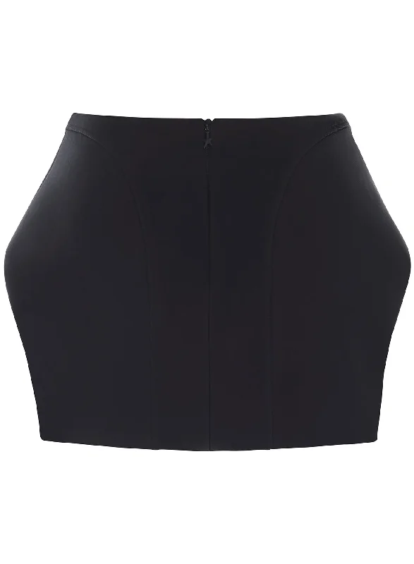 black curvy structured mini skirt