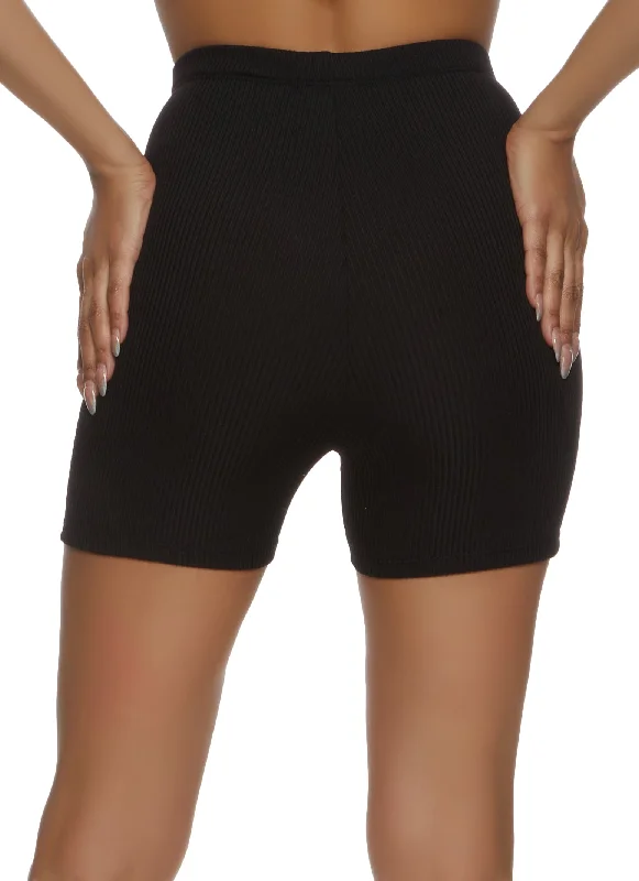 Ribbed Soft Knit High Waist Biker Shorts