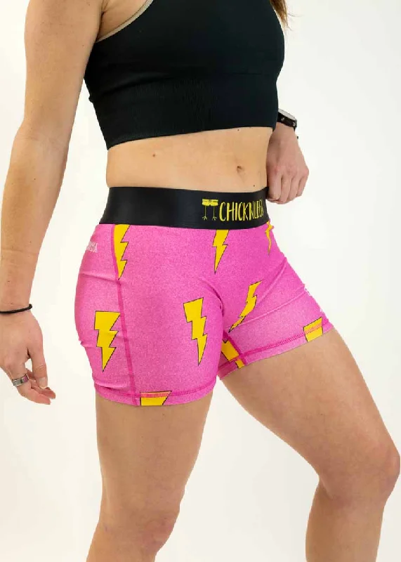 Women's Hot Pink Bolts 3"" Compression Shorts