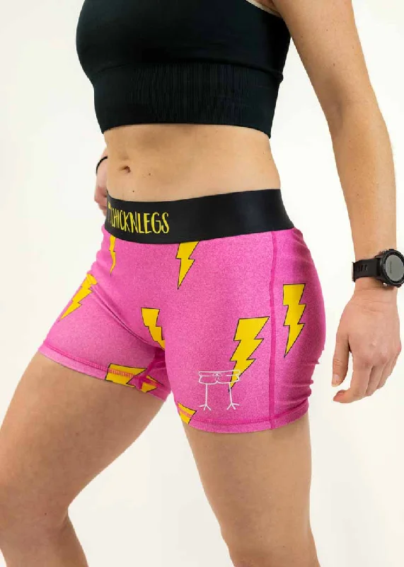 Women's Hot Pink Bolts 3"" Compression Shorts